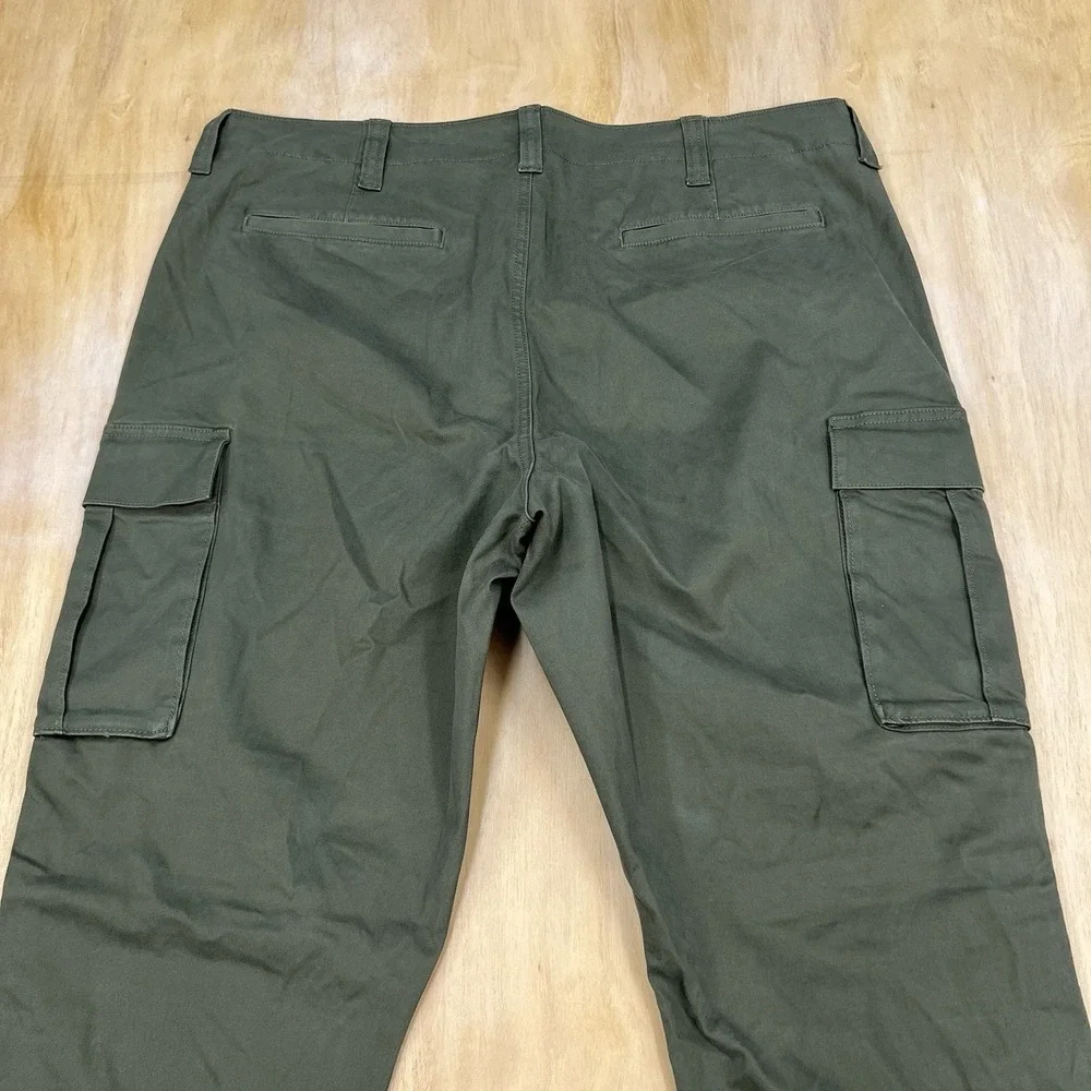 J Crew Flex Military Cargo Pants Mens 38x32 Slim Straight Green Twill Stretch